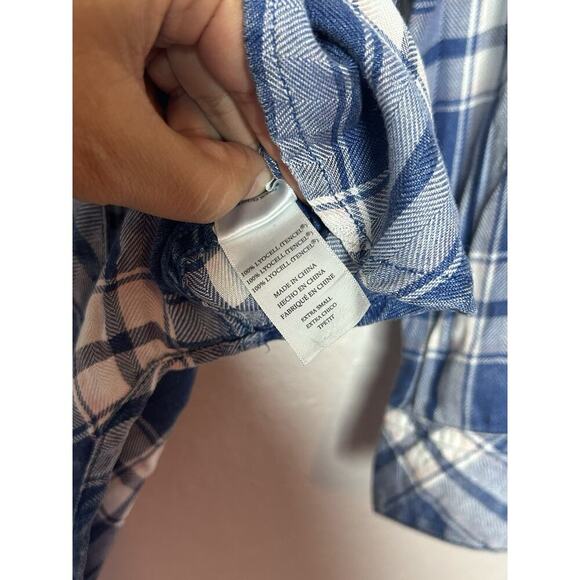 Rails Hunter Flannel Shirt Plaid Button Front Blue Pink White Size XS - Picture 6 of 7